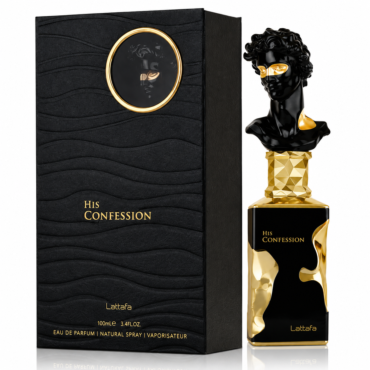 Lattafa His Confession for Men Eau de Parfum Spray – 3.40 Ounce / 100 ml