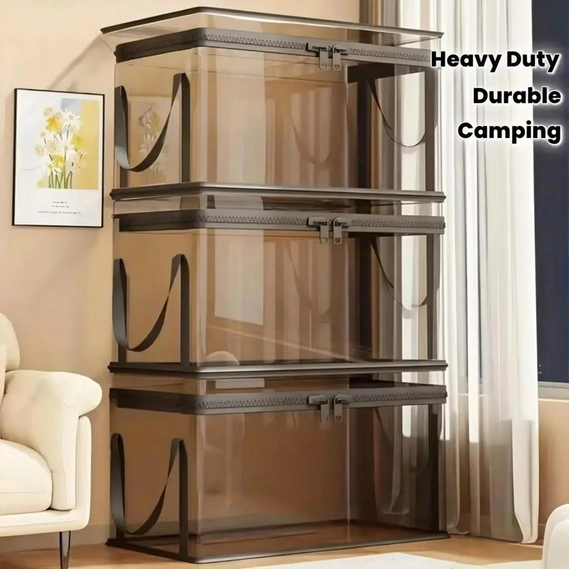 Large Clear Storage Box with Hinged Lid – Heavy-Duty High Capacity Organizer